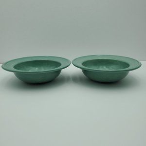 Pfaltzgraff Stonewash Green Rimmed Soup Cereal Bowls Green Swirl Bowls